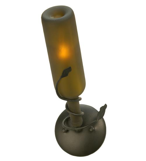 5" Wide Tuscan Vineyard Frosted Green Wine Bottle Wall Sconce