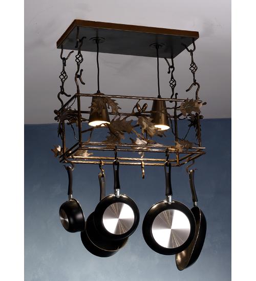 24" Long Oak Leaf & Acorn 2 Light Pot Rack