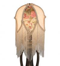 Meyda White 11644 - 7"W Fabric & Fringe Tulip Shade