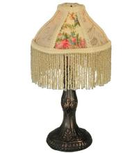 Meyda White 131721 - 10"H Fabric & Fringe Roses Mini Lamp