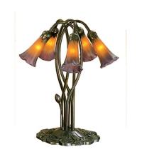 Meyda White 14962 - 17" High Amber/Purple Pond Lily 5 LT Table Lamp