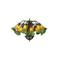 Meyda White 15997 - 20" Wide Amber/Green Pond Lily 12 LT Chandelier