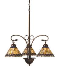 Meyda White 16094 - 24"W Tiffany Jeweled Peacock 3 LT Chandelier