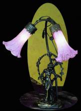 Meyda White 17858 - 17" High Pink Tiffany Pond Lily 2 Light Trellis Girl Accent Lamp