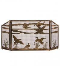 Meyda White 187785 - 66" Wide X 32" High Ducks in Flight Fireplace Screen