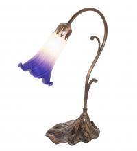 Meyda White 251854 - 15" High Blue/White Tiffany Pond Lily Accent Lamp