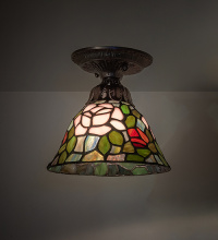 Meyda White 276094 - 8" Wide Tiffany Rosebush Flushmount