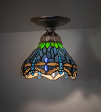 Meyda White 276106 - 7" Wide Tiffany Hanginghead Dragonfly Flushmount