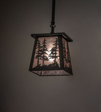 Meyda White 279523 - 7" Square Tall Pines Mini Pendant