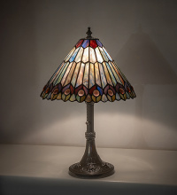 Meyda White 282077 - 19" High Tiffany Jeweled Peacock Accent Lamp
