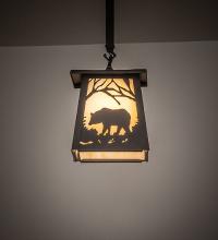 Meyda White 282329 - 7" Square Bear at Dawn Mini Pendant