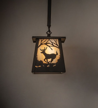 Meyda White 282330 - 7" Square Deer at Dawn Mini Pendant