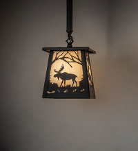 Meyda White 282331 - 7" Square Moose at Dawn Mini Pendant