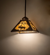 Meyda White 284327 - 8" Square Moose at Dawn Mini Pendant