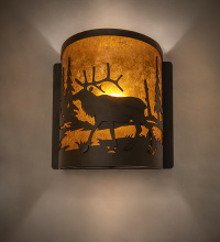 Meyda White 285258 - 8" Wide Elk at Lake Left Wall Sconce