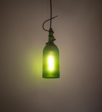 Meyda White 287038 - 4" Wide Tuscan Vineyard Frosted Green Wine Bottle Mini Pendant