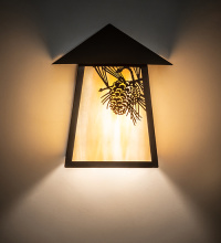 Meyda White 29533 - 9" Wide Stillwater Winter Pine Wall Sconce