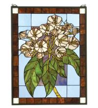Meyda White 31268 - 20"W X 26"H Revival Mountain Laurel Stained Glass Window