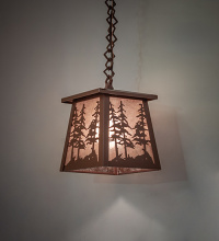 Meyda White 66415 - 7" Square Tall Pines Mini Pendant