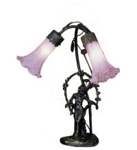 Meyda White 68596 - 17" High Pink Pond Lily 2 Light Trellis Girl Table Lamp