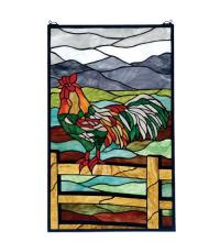 Meyda White 69398 - 19"W X 31"H Rooster Stained Glass Window