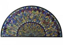 Meyda White 73005 - 56"W X 28.5"H Tiffany Jeweled Peacock Stained Glass Window