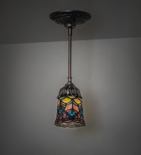 Meyda White 81430 - 4" Wide Tiffany Peacock Feather Mini Pendant