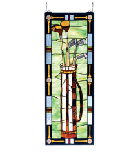 Meyda White 81472 - 12"W X 32"H Golf Stained Glass Window