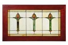 Meyda White 97961 - 24" Wide X 14" High Arts & Crafts Bud Trio Wood Frame Stained Glass Window