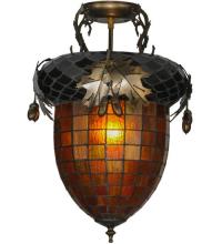 Meyda White 98063 - 14" Wide Greenbriar Oak Flushmount